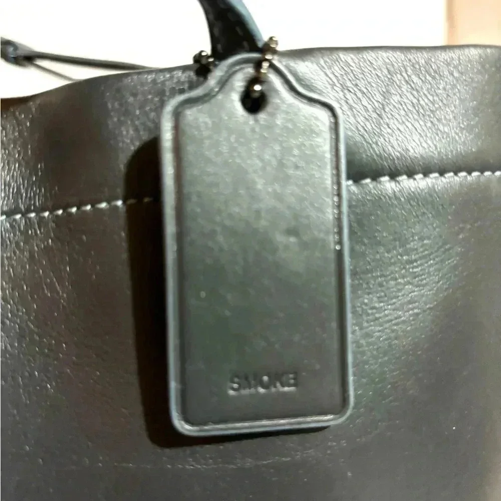 Coach navy blue gray leather shoulder handbag